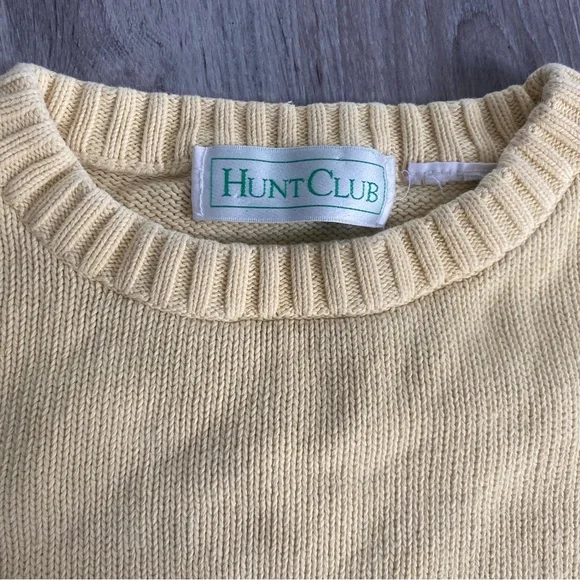 Hunt Club Butter Yellow Vintage Cotton Crewneck Sweater - Picture 3 of 4